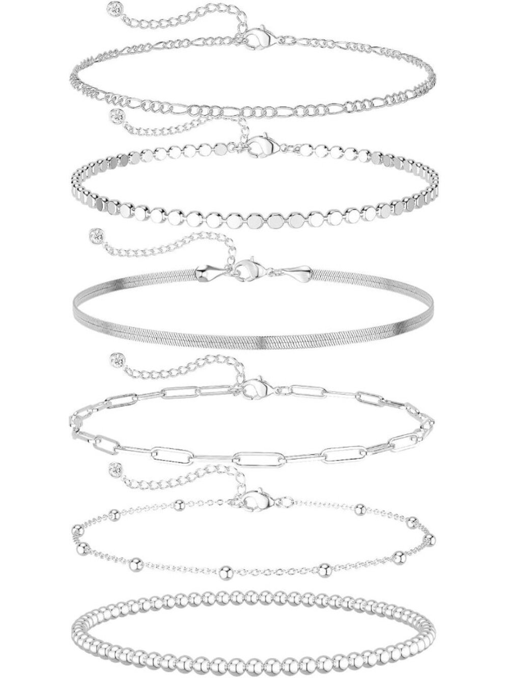 Waterproof Gold Bracelet Set for Women - Non-Tarnish Tennis & Beaded Chains